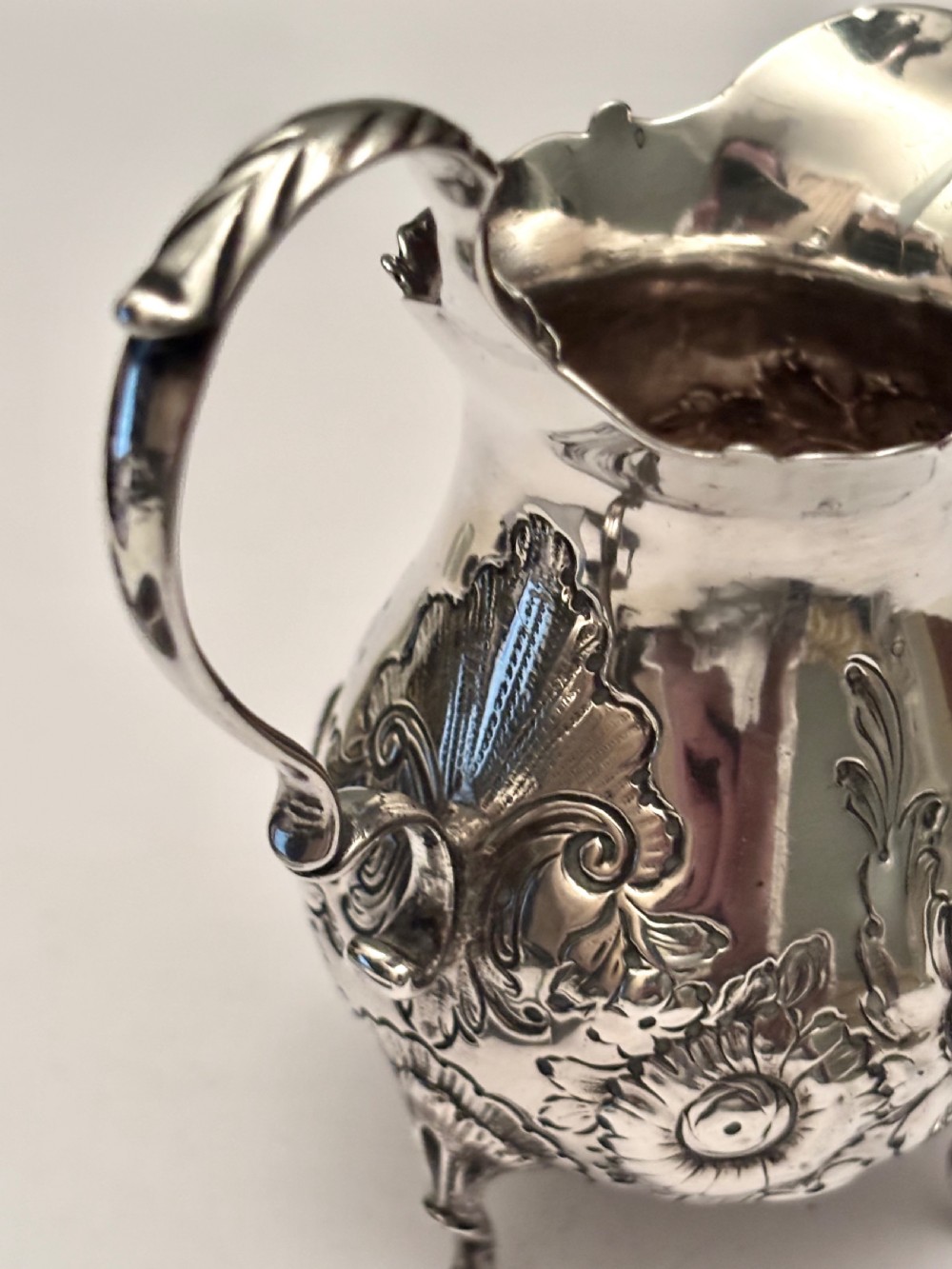 Antique George II Silver Cream Jug London 1748 William Robertson View VIII