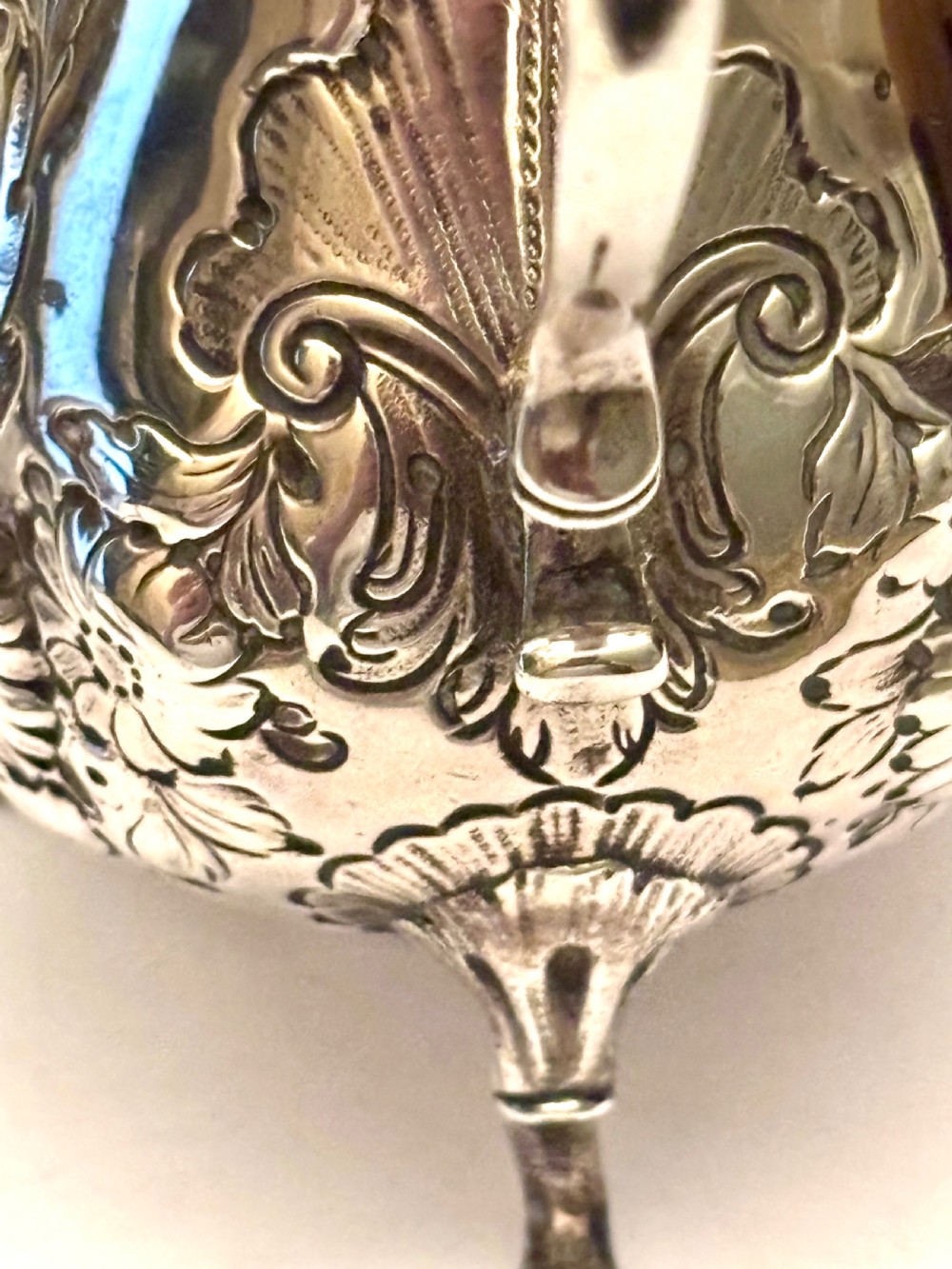 Antique George II Silver Cream Jug London 1748 William Robertson View XI