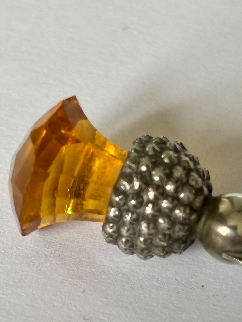 Edwardian Silver Thistle Amber Glass Bookmark  Adie & Lovekin Birmingham 1906 View III
