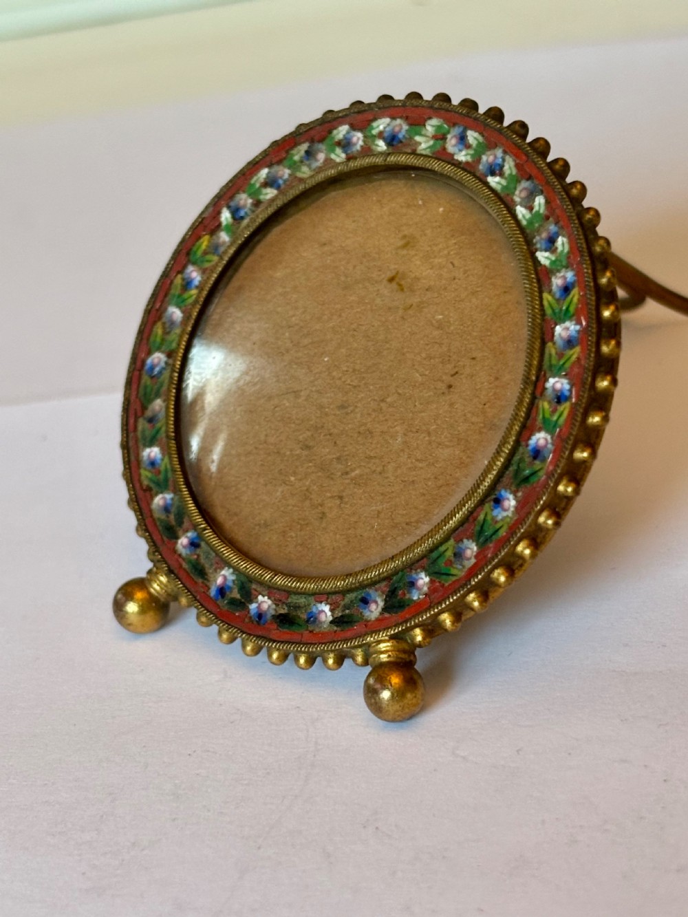 19th Century Victorian Italian Micro Mosaic Photo Picture Frame with Ball Feet View II