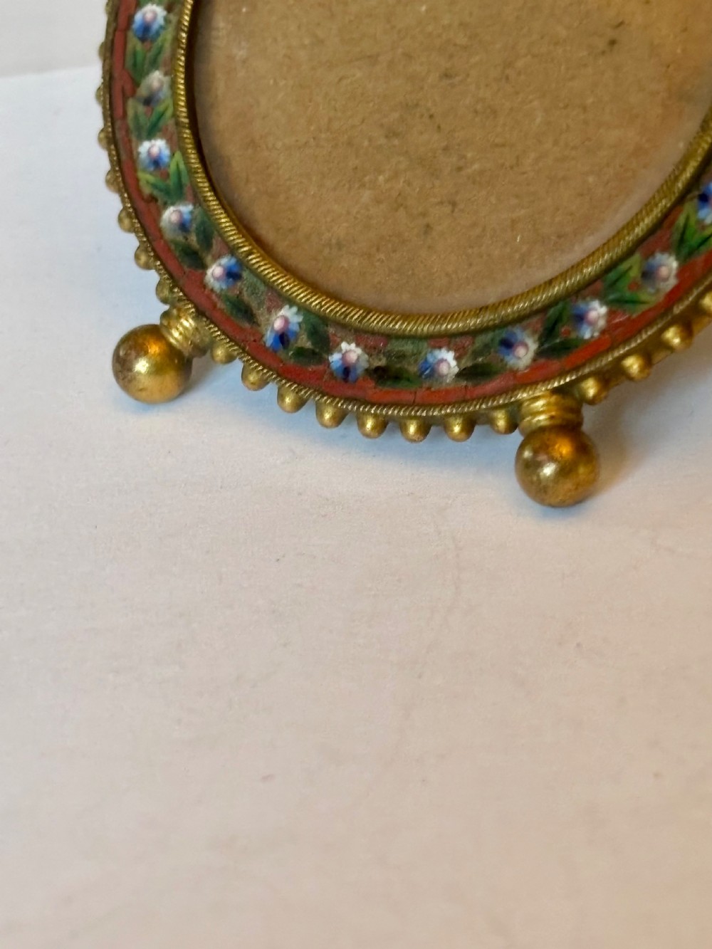 19th Century Victorian Italian Micro Mosaic Photo Picture Frame with Ball Feet View IV