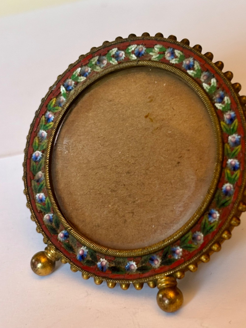 19th Century Victorian Italian Micro Mosaic Photo Picture Frame with Ball Feet View V