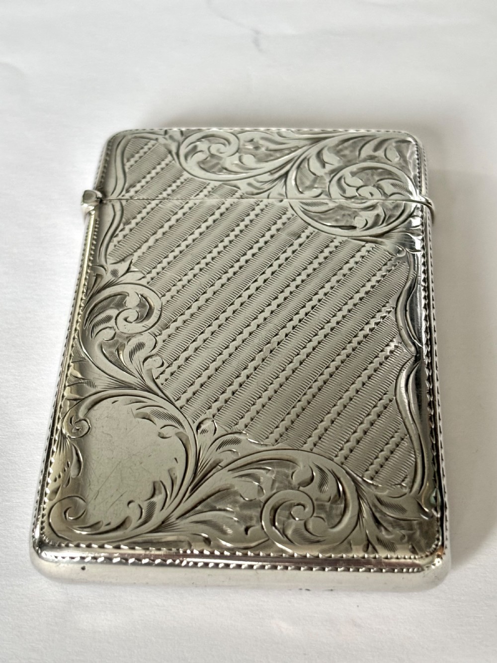 Antique Edwardian Silver Calling Card Case Birmingham 1904 Joseph Gloster