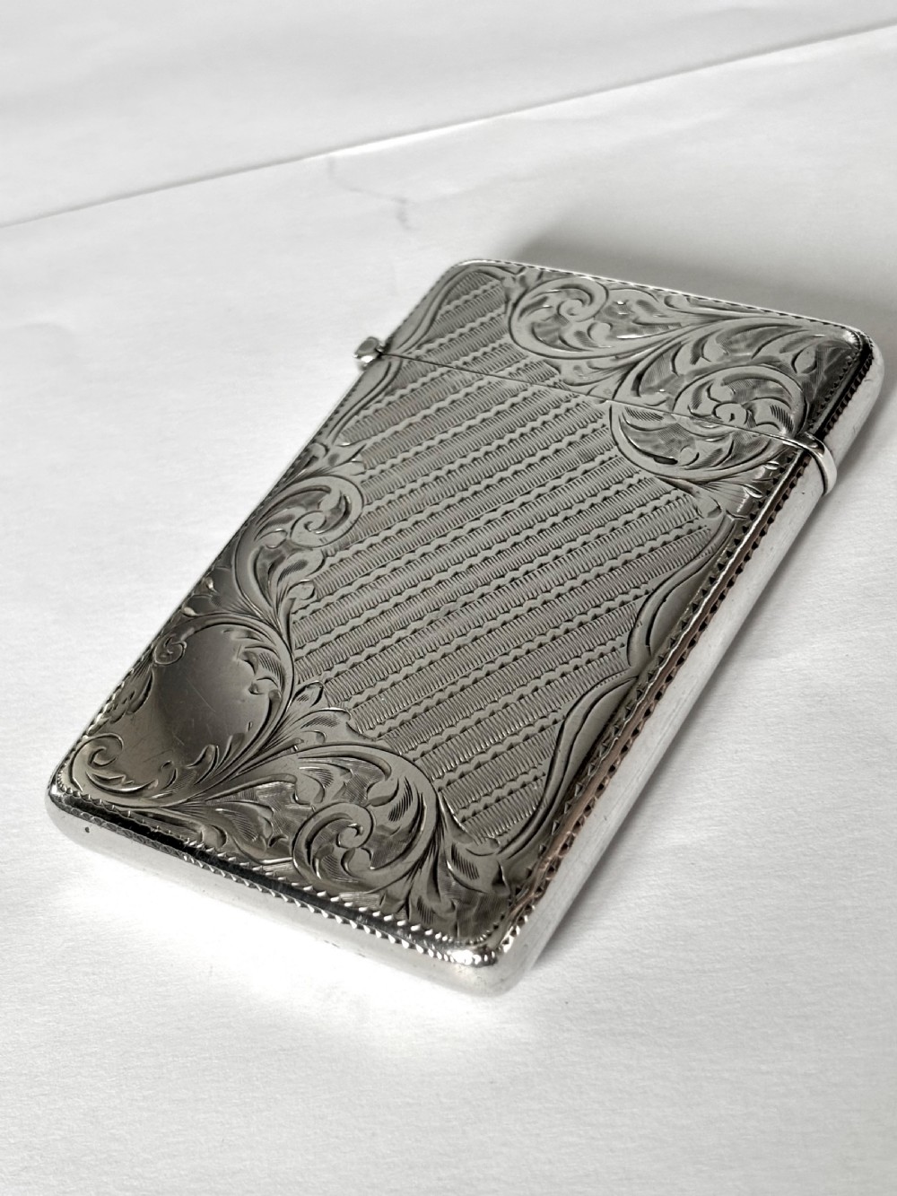 Antique Edwardian Silver Calling Card Case Birmingham 1904 Joseph Gloster View II