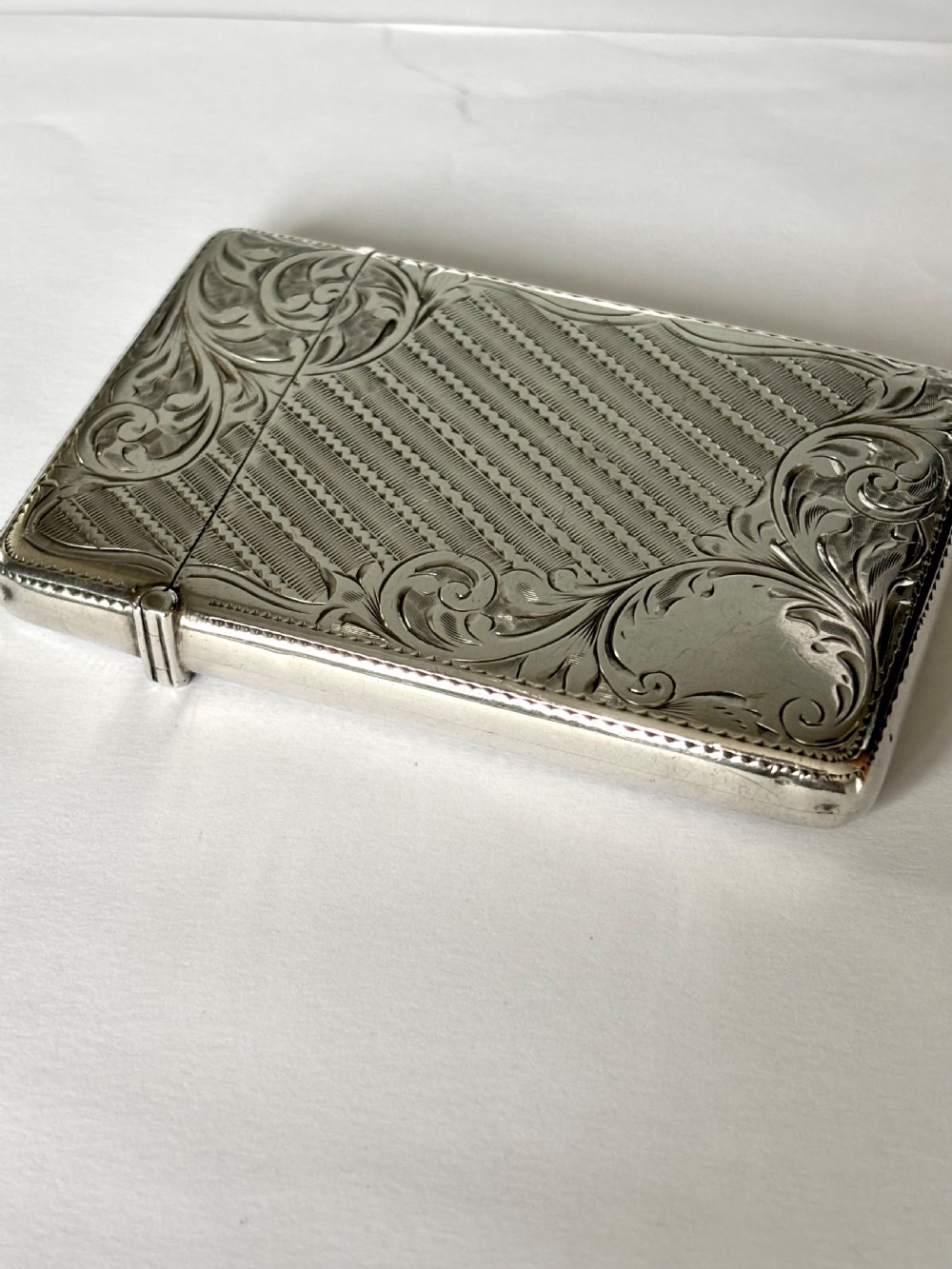 Antique Edwardian Silver Calling Card Case Birmingham 1904 Joseph Gloster View III