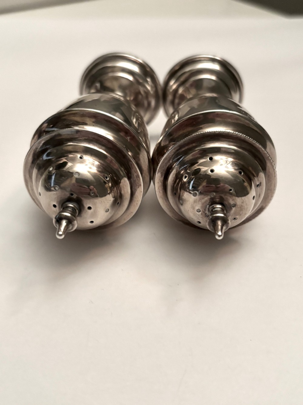 Victorian Pair Silver Pepperettes Birmingham 1900 Henry Williamson Ltd View III