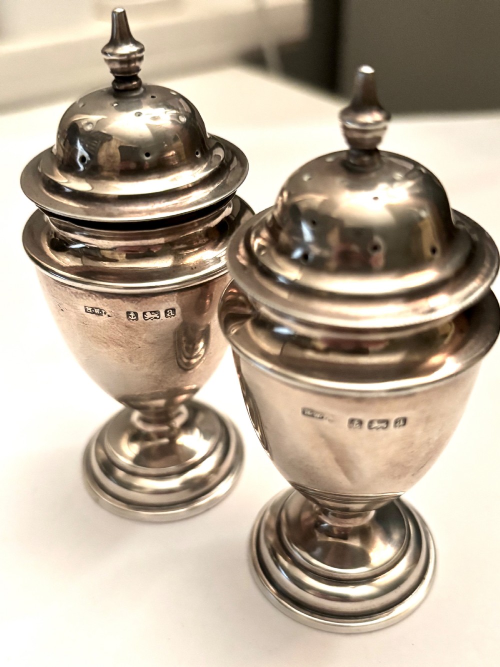 Victorian Pair Silver Pepperettes Birmingham 1900 Henry Williamson Ltd View V