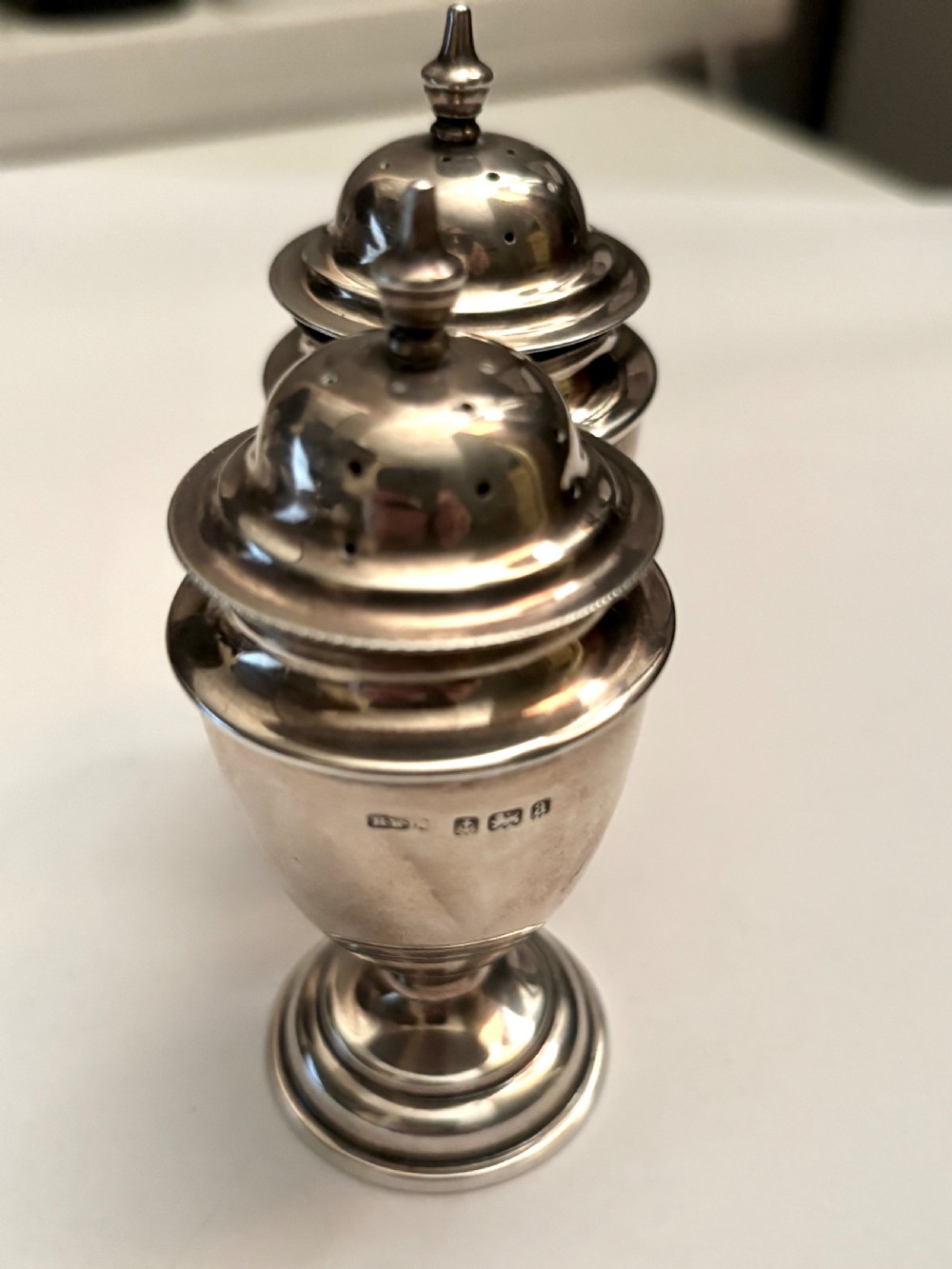 Victorian Pair Silver Pepperettes Birmingham 1900 Henry Williamson Ltd View X