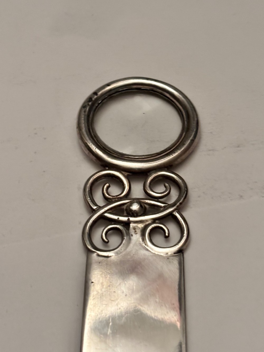 RARE Edwardian Silver RULER & MAGNIFYING GLASS London 1902 Charles Hanbury Tracy View IX