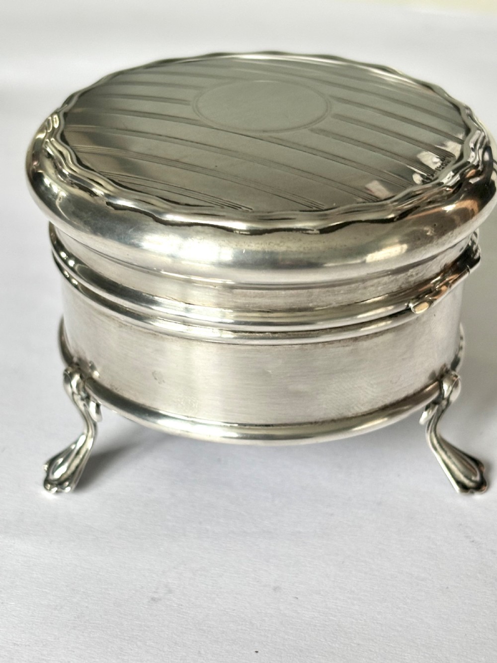 George V ART DECO Silver Dressing Table Box Ring Trinket William Griffiths 1921 View X