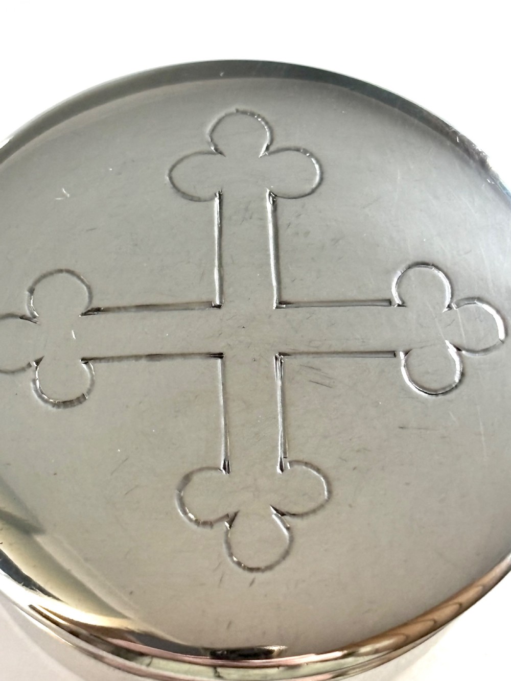 Antique Ecclesiastical Silver Gilt PYX Box Cross AR Mowbray & Co London 1934 View II