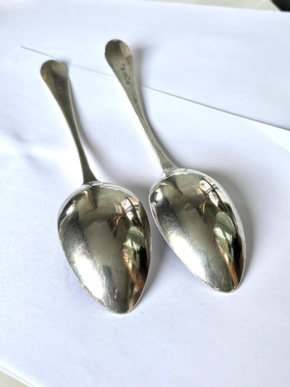 Pair of George III Bright-Cut Silver Tablespoons RICHARD FERRIS EXETER 1798 View III