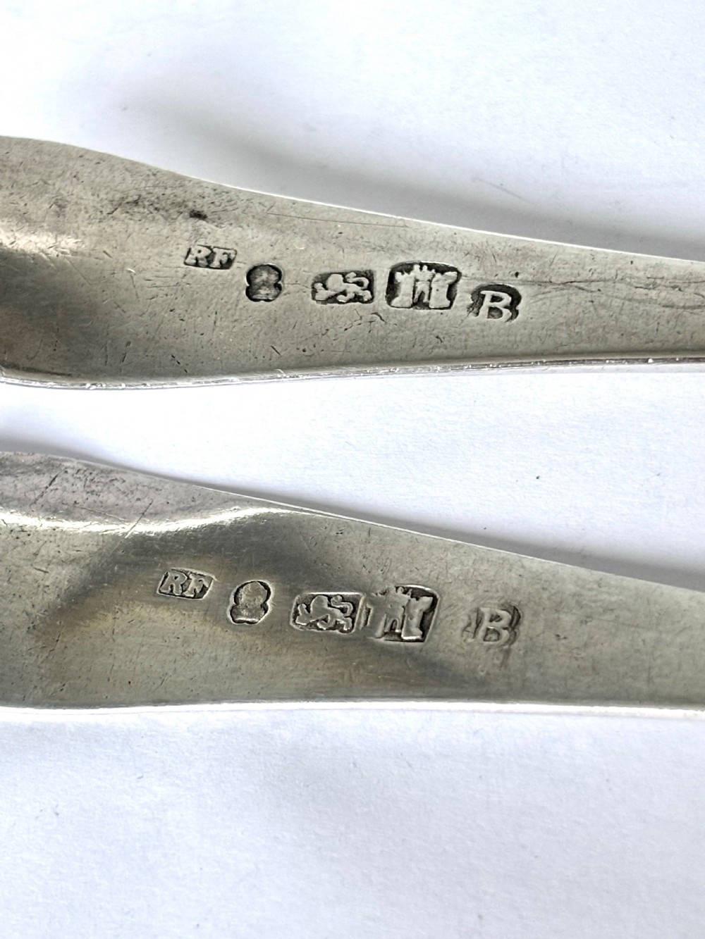 Pair of George III Bright-Cut Silver Tablespoons RICHARD FERRIS EXETER 1798 View IV