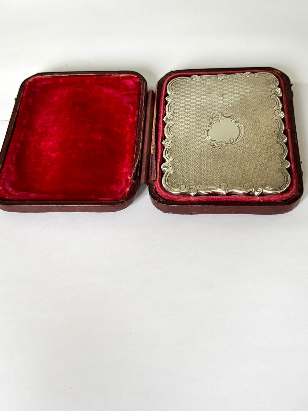 Victorian Silver Calling Card Case CRONIN & WHEELER Birmingham 1852 Fitted Case View II