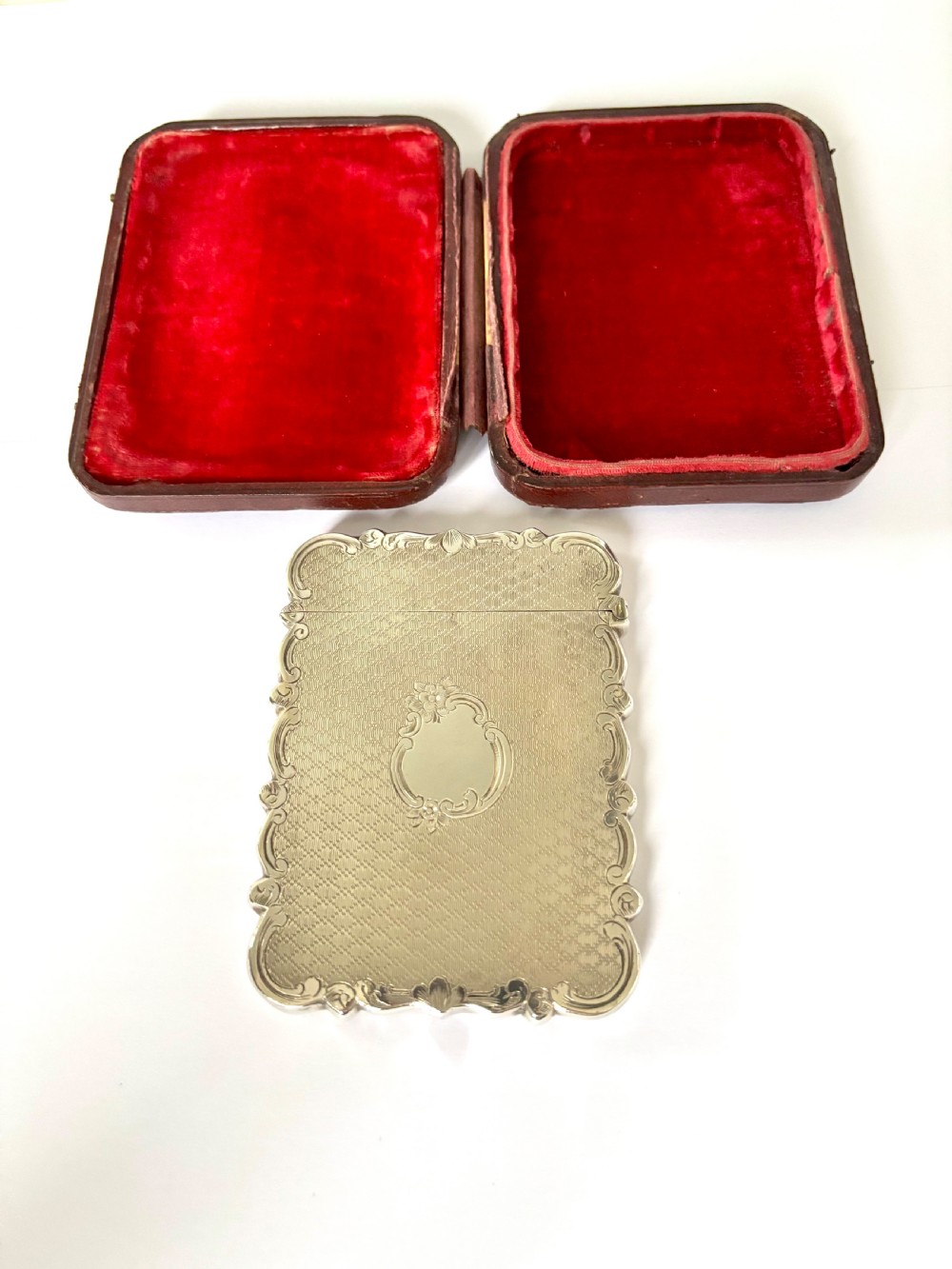 Victorian Silver Calling Card Case CRONIN & WHEELER Birmingham 1852 Fitted Case View III