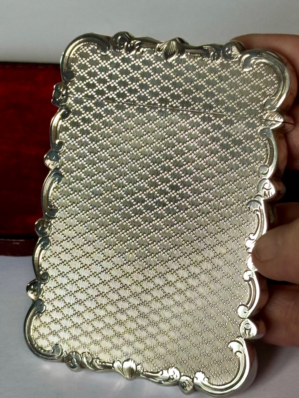 Victorian Silver Calling Card Case CRONIN & WHEELER Birmingham 1852 Fitted Case View VI