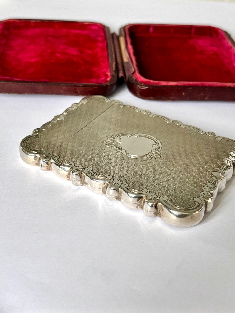 Victorian Silver Calling Card Case CRONIN & WHEELER Birmingham 1852 Fitted Case View VIII
