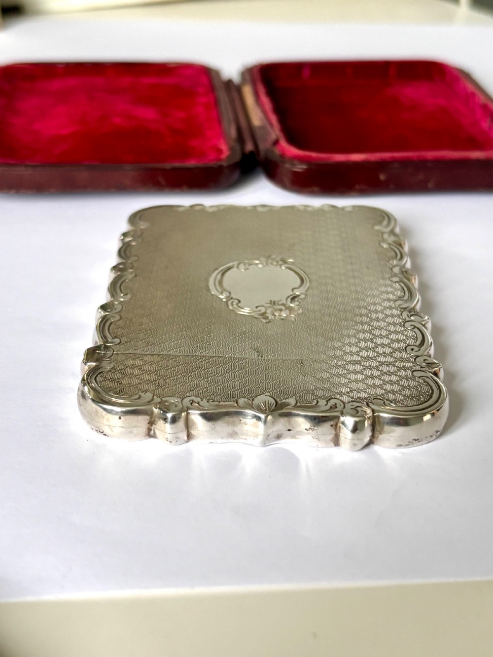 Victorian Silver Calling Card Case CRONIN & WHEELER Birmingham 1852 Fitted Case View IX