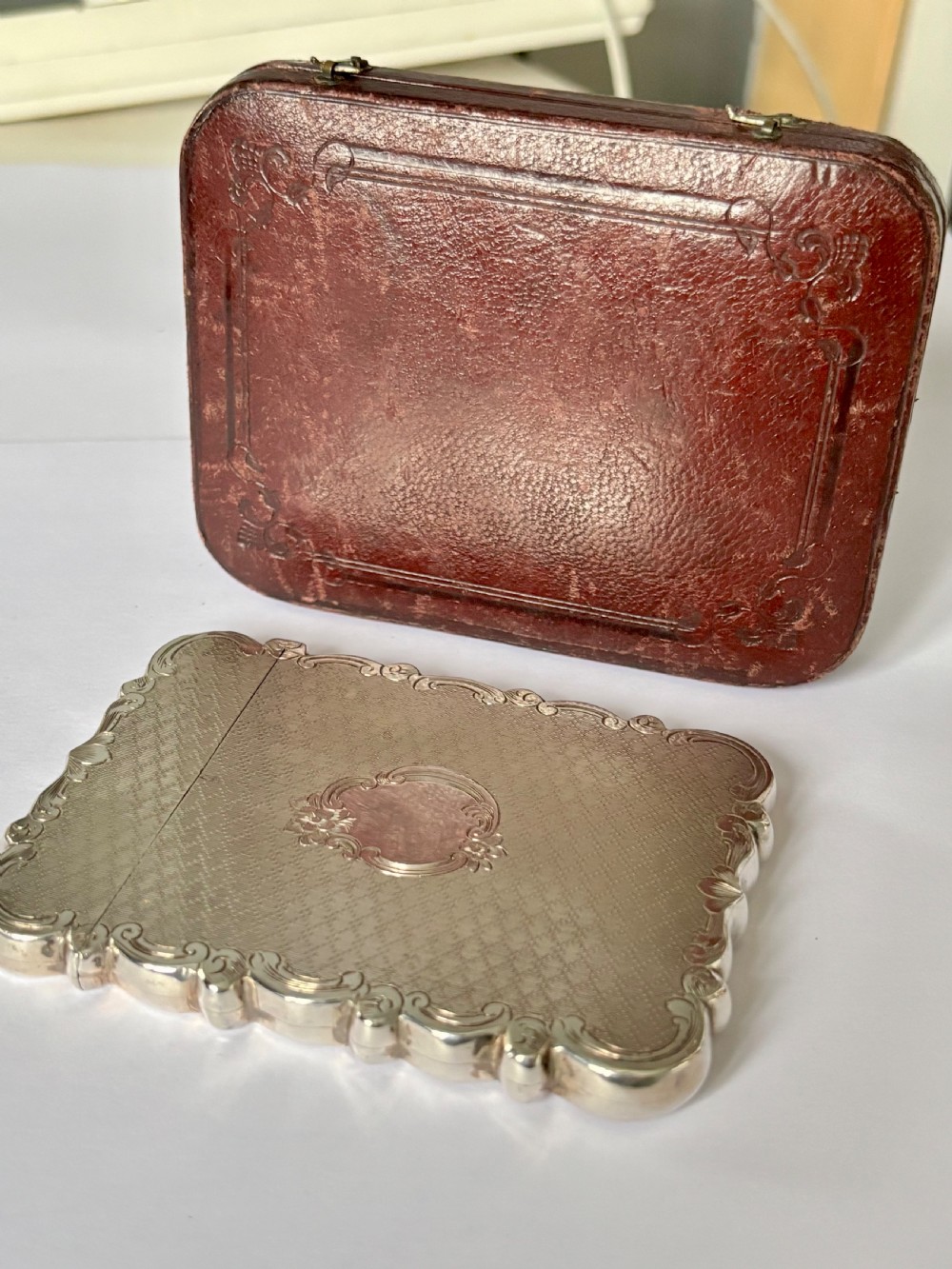 Victorian Silver Calling Card Case CRONIN & WHEELER Birmingham 1852 Fitted Case View X