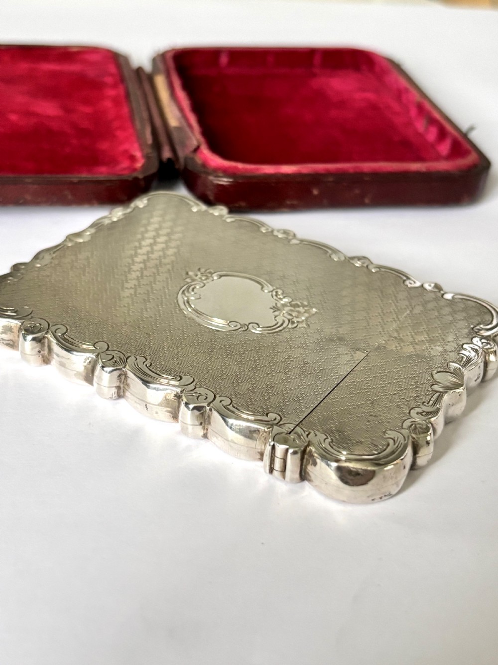 Victorian Silver Calling Card Case CRONIN & WHEELER Birmingham 1852 Fitted Case View XIV