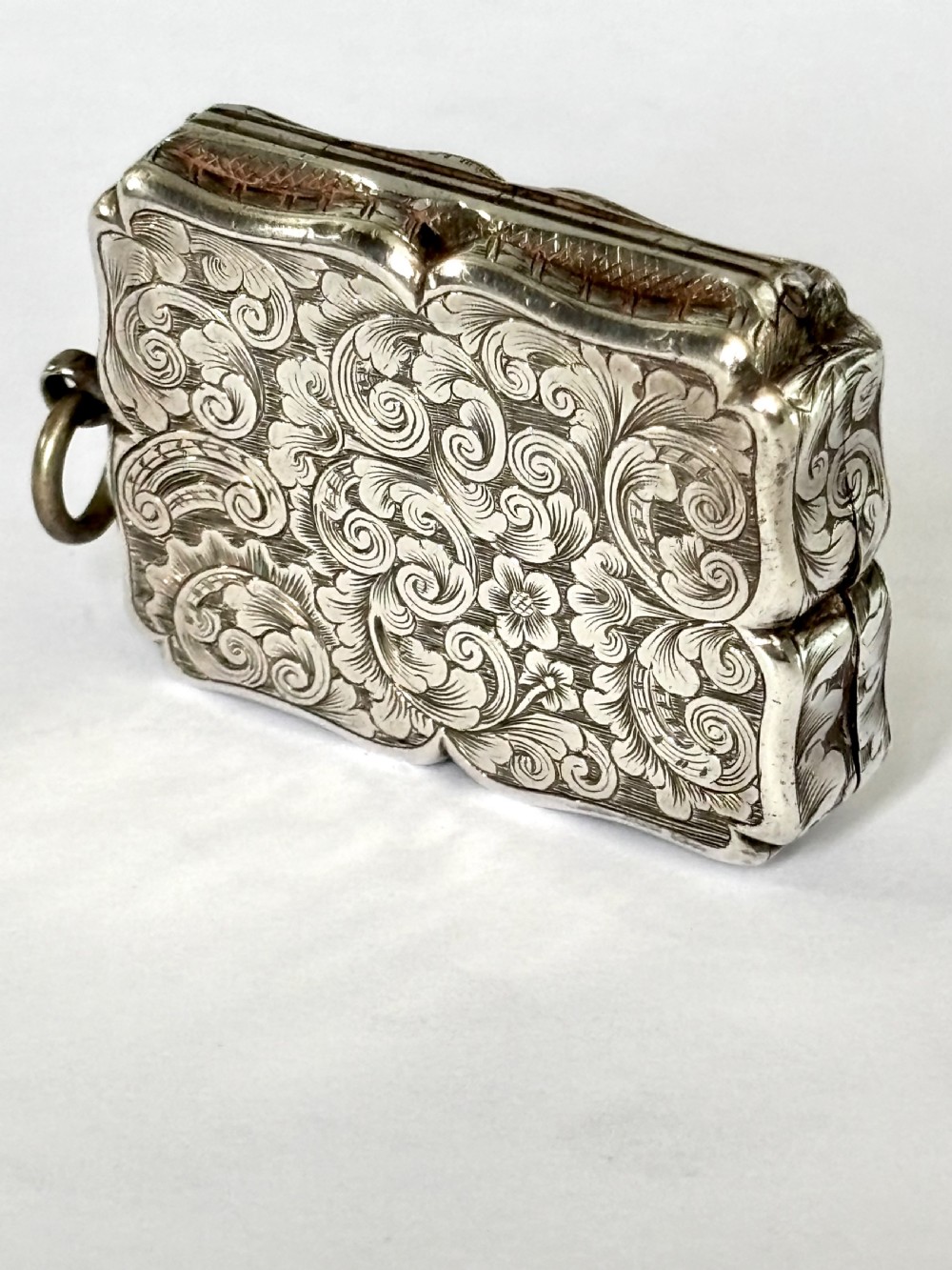 Antique Silver Gilt EARLY Victorian Vinaigrette NATHANIEL MILLS Birmingham 1840 View VII