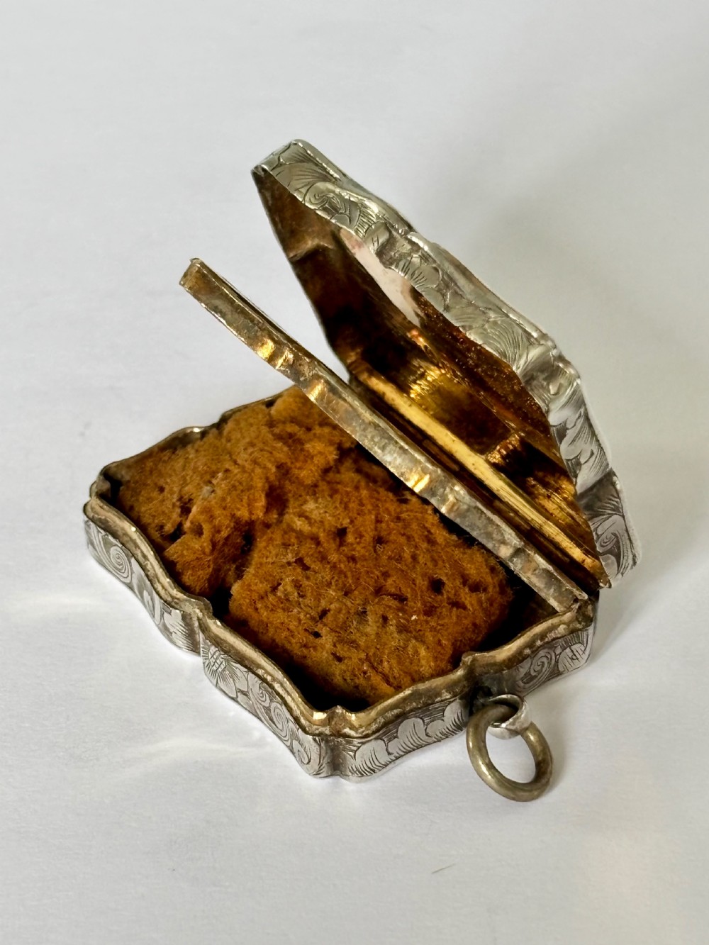Antique Silver Gilt EARLY Victorian Vinaigrette NATHANIEL MILLS Birmingham 1840 View XV