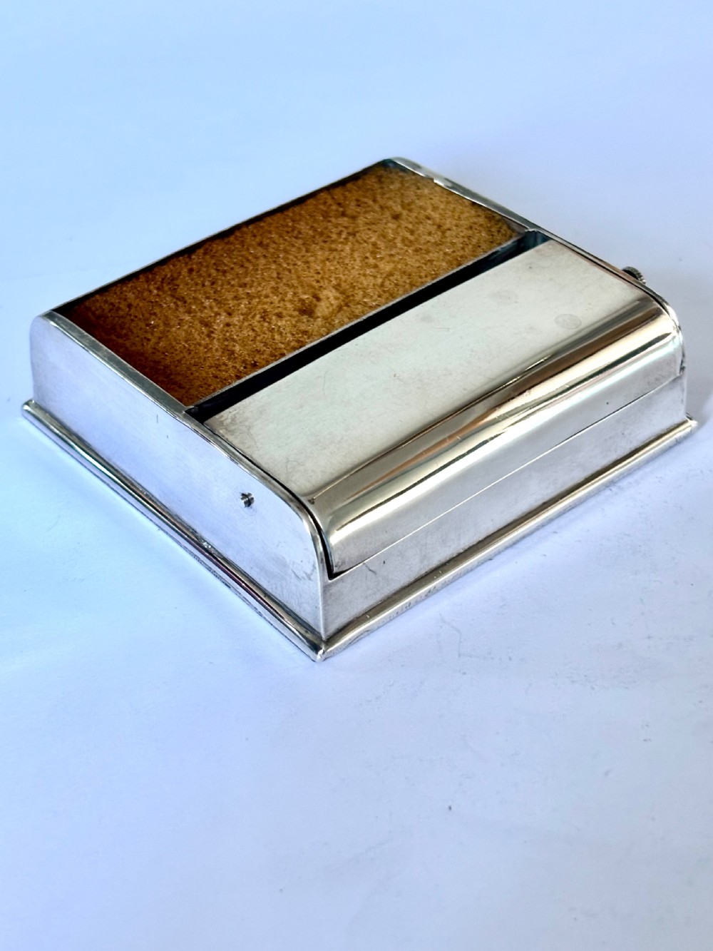 SAMPSON MORDAN Late Victorian Triple Stamp Holder Box with Sponge London 1901 View VI