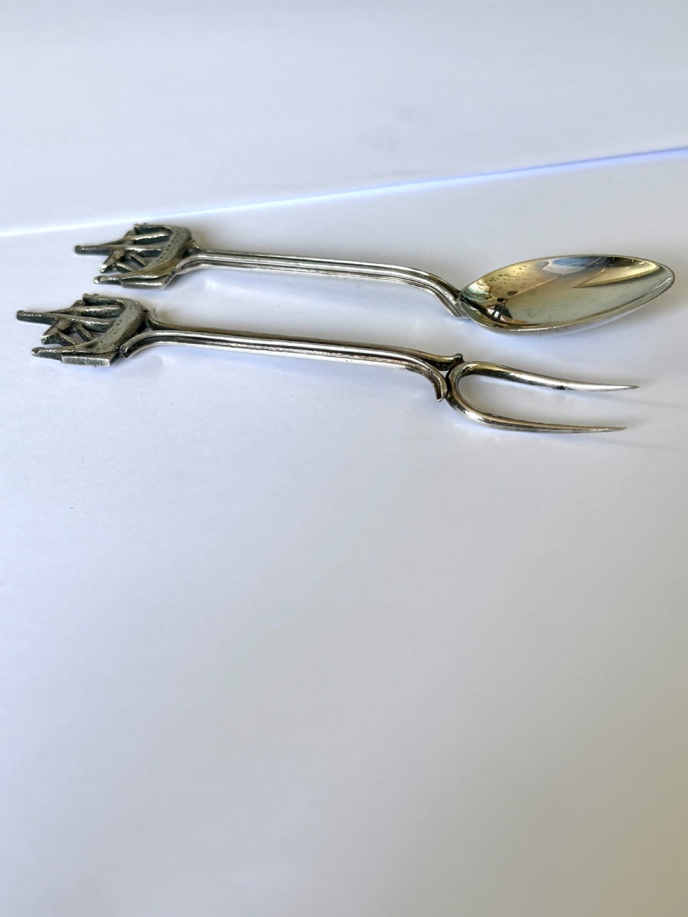 Antique Scottish IONA Silver Spoon & Pickle fork GILMOUR & WATSON Glasgow 1913 View V