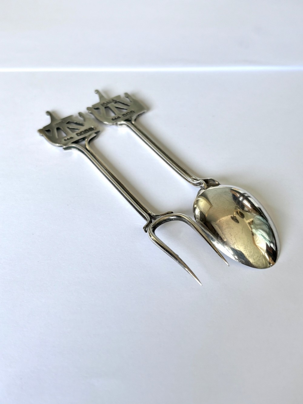 Antique Scottish IONA Silver Spoon & Pickle fork GILMOUR & WATSON Glasgow 1913 View VI