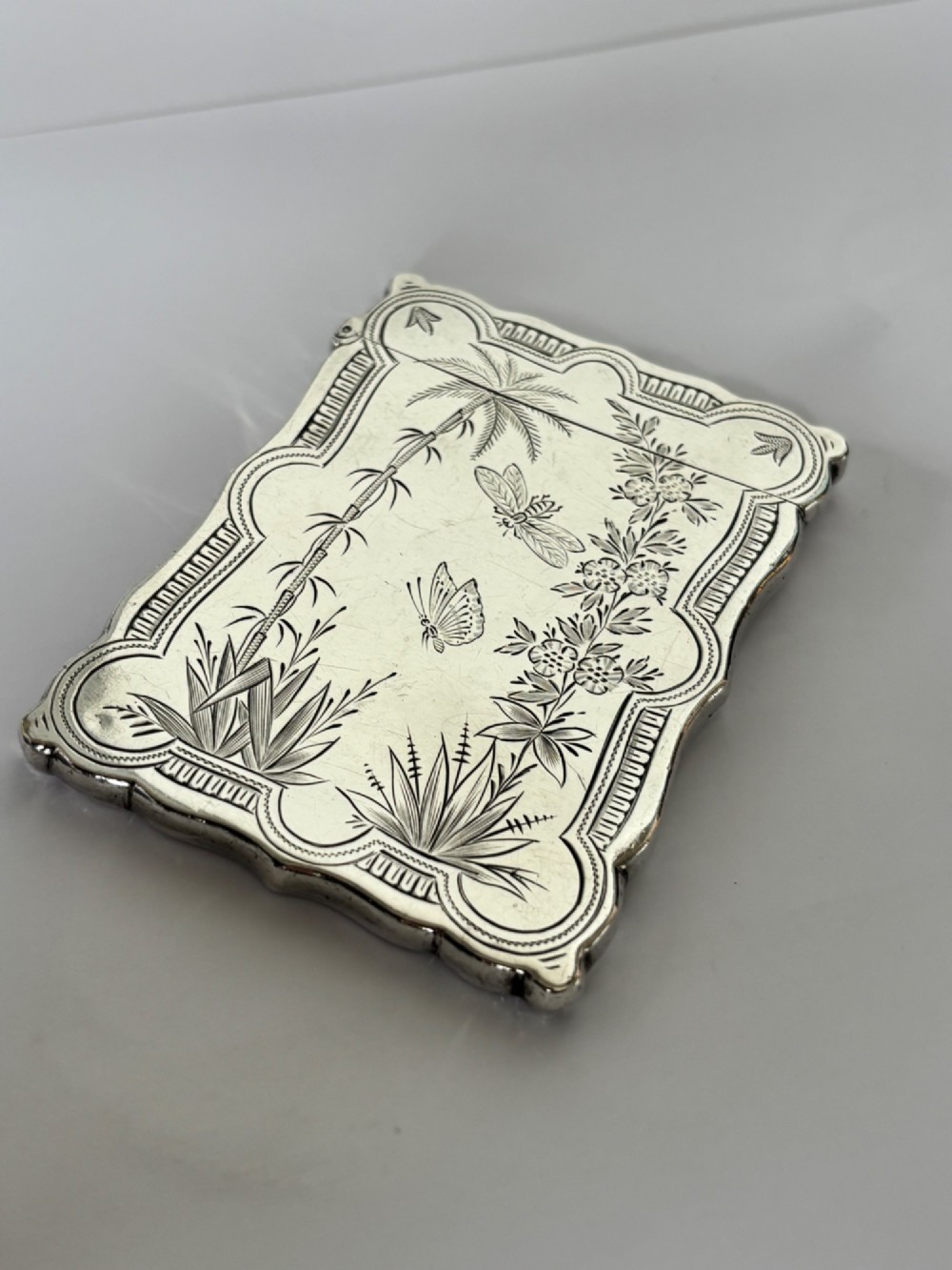 Victorian AESTHETIC Silver Calling Card Case HILLIARD & THOMASON 1882