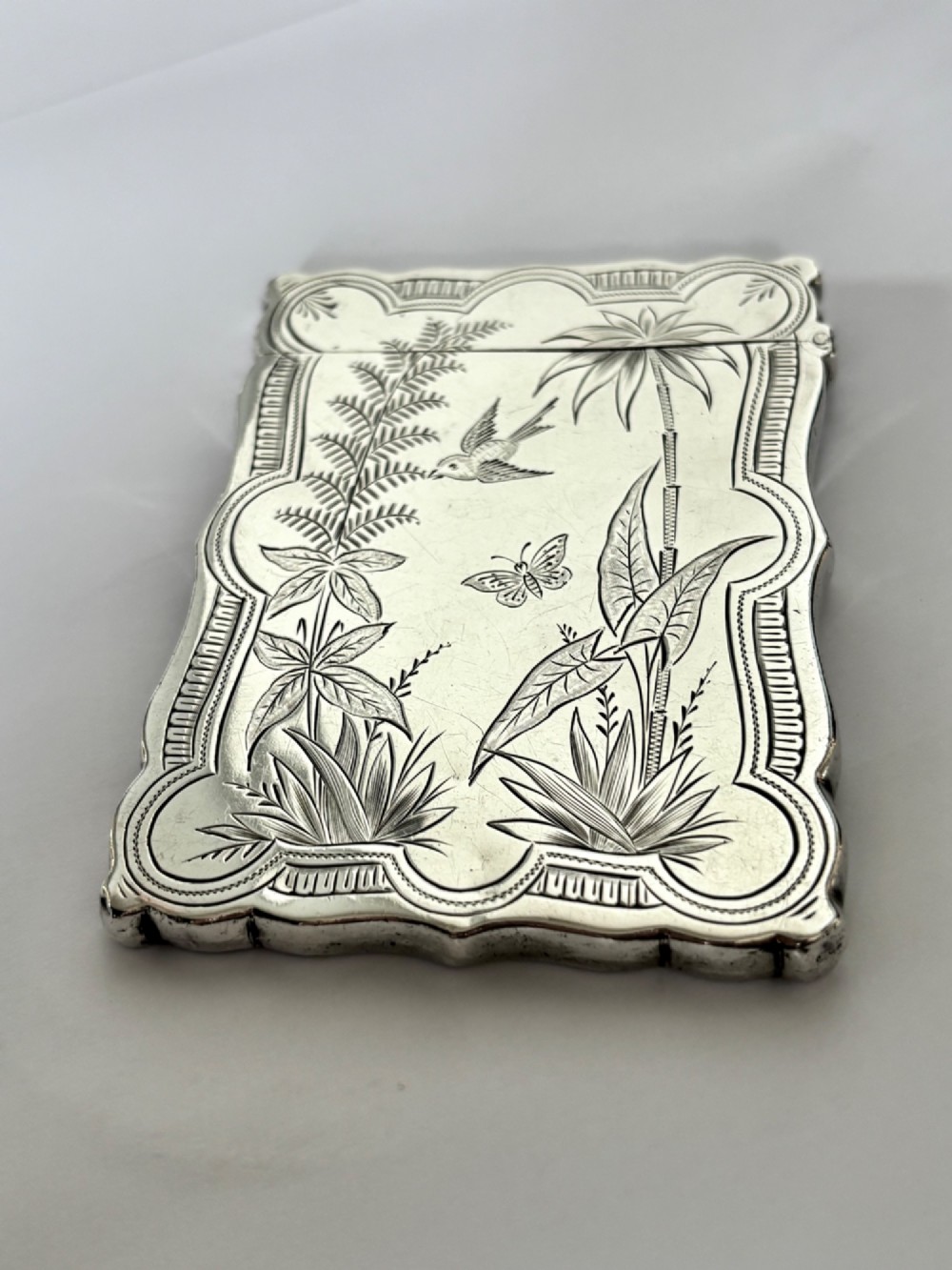 Victorian AESTHETIC Silver Calling Card Case HILLIARD & THOMASON 1882 View II