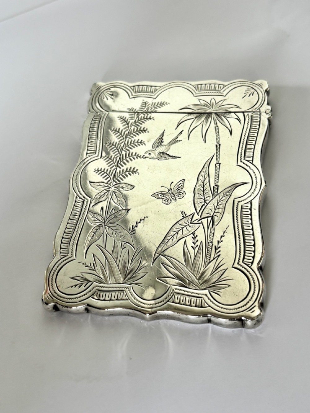 Victorian AESTHETIC Silver Calling Card Case HILLIARD & THOMASON 1882 View III