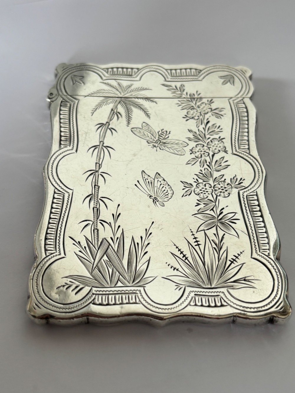 Victorian AESTHETIC Silver Calling Card Case HILLIARD & THOMASON 1882 View VI