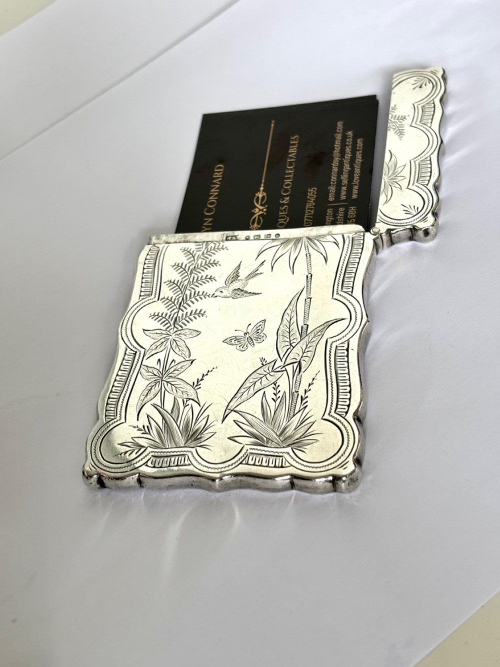 Victorian AESTHETIC Silver Calling Card Case HILLIARD & THOMASON 1882 View X