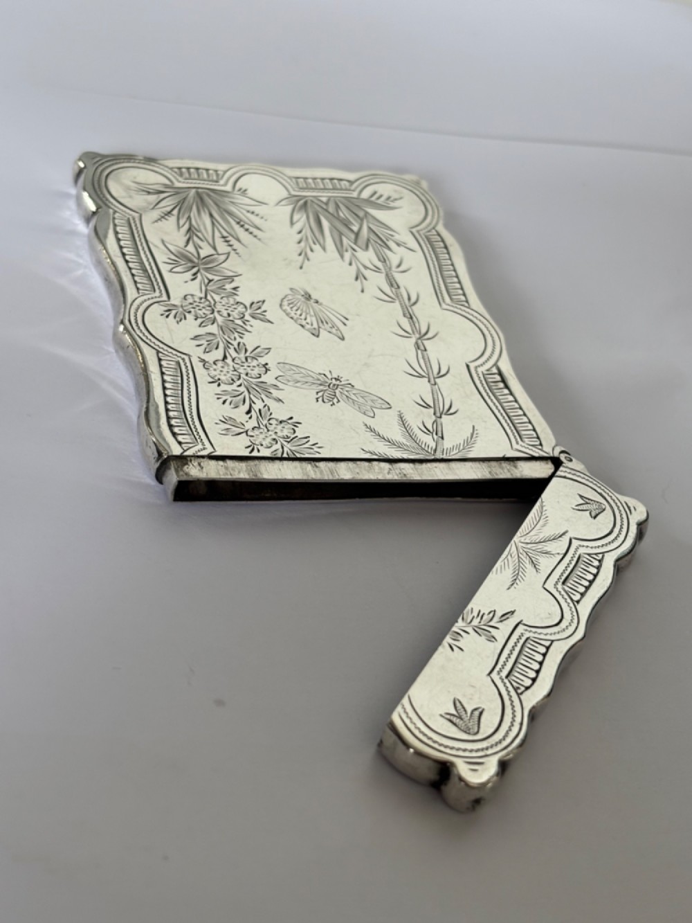Victorian AESTHETIC Silver Calling Card Case HILLIARD & THOMASON 1882 View XI