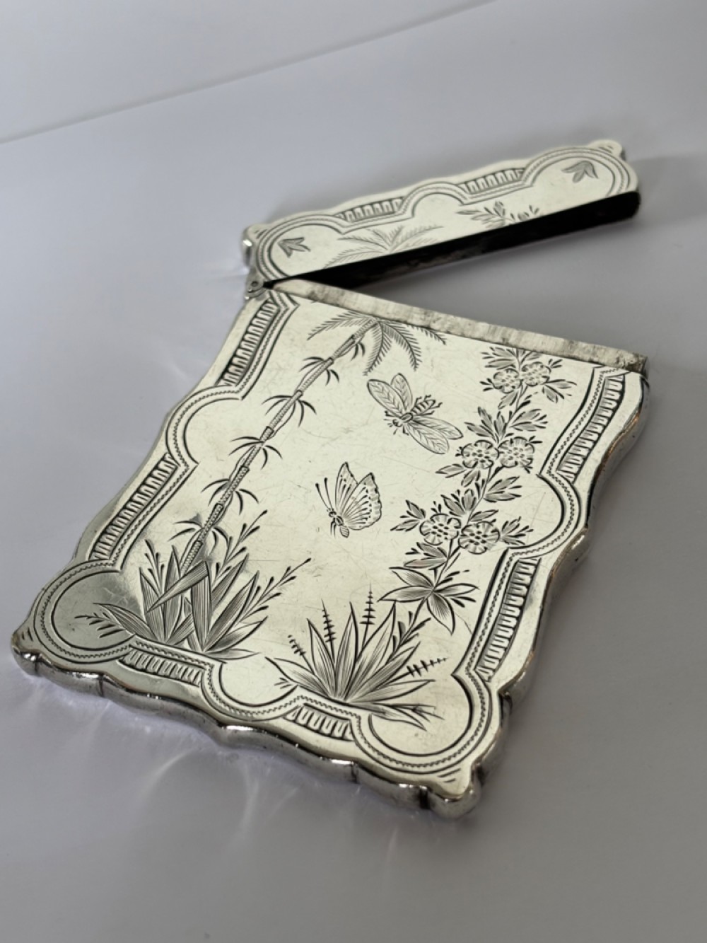 Victorian AESTHETIC Silver Calling Card Case HILLIARD & THOMASON 1882 View XII