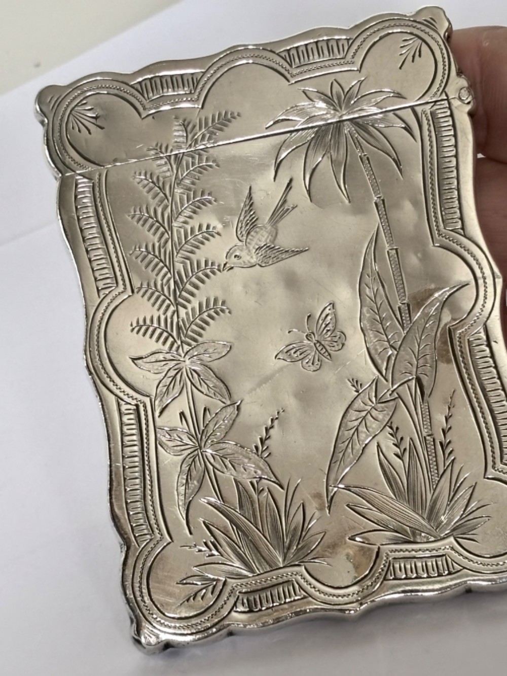 Victorian AESTHETIC Silver Calling Card Case HILLIARD & THOMASON 1882 View XIII