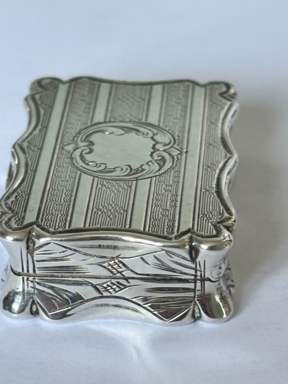 Antique Silver Gilt Victorian Vinaigrette Birmingham 1857 Edward Smith View VI