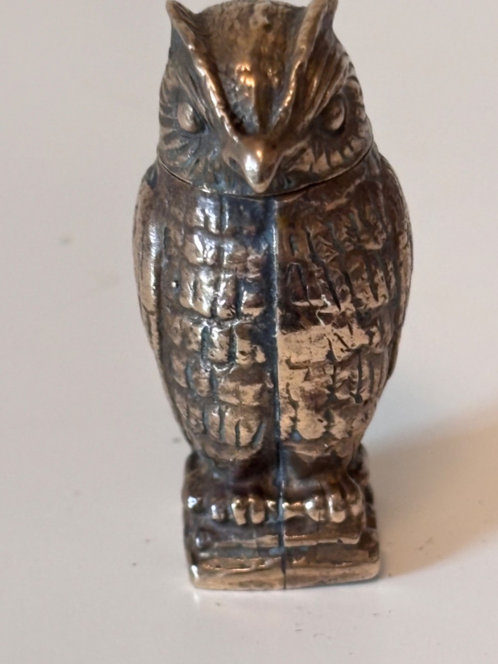 Antique NOVELTY Brass OWL Vesta Case Match Safe Case View II