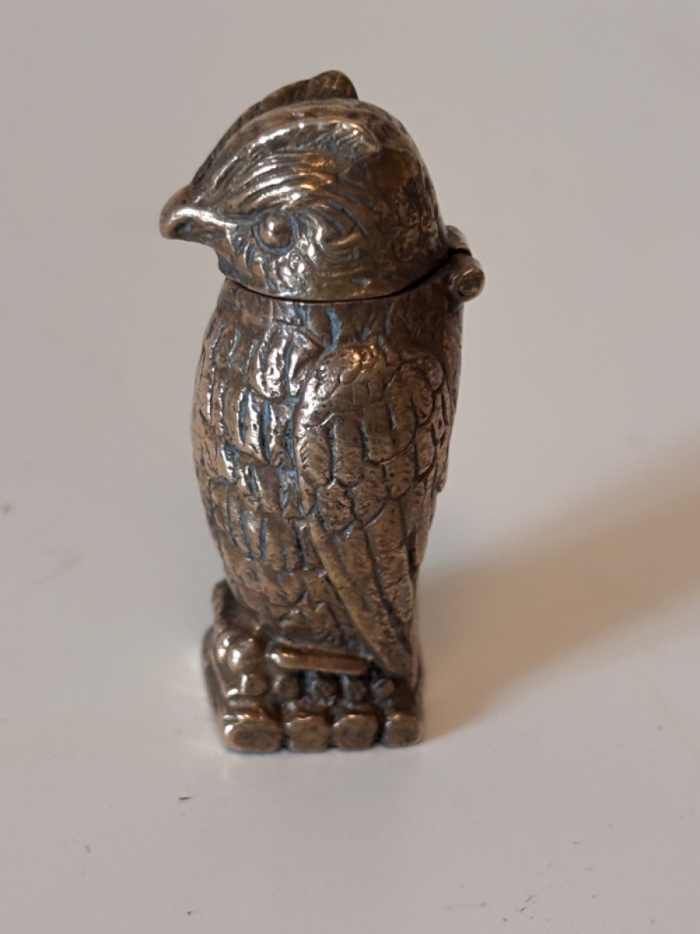 Antique NOVELTY Brass OWL Vesta Case Match Safe Case View VII