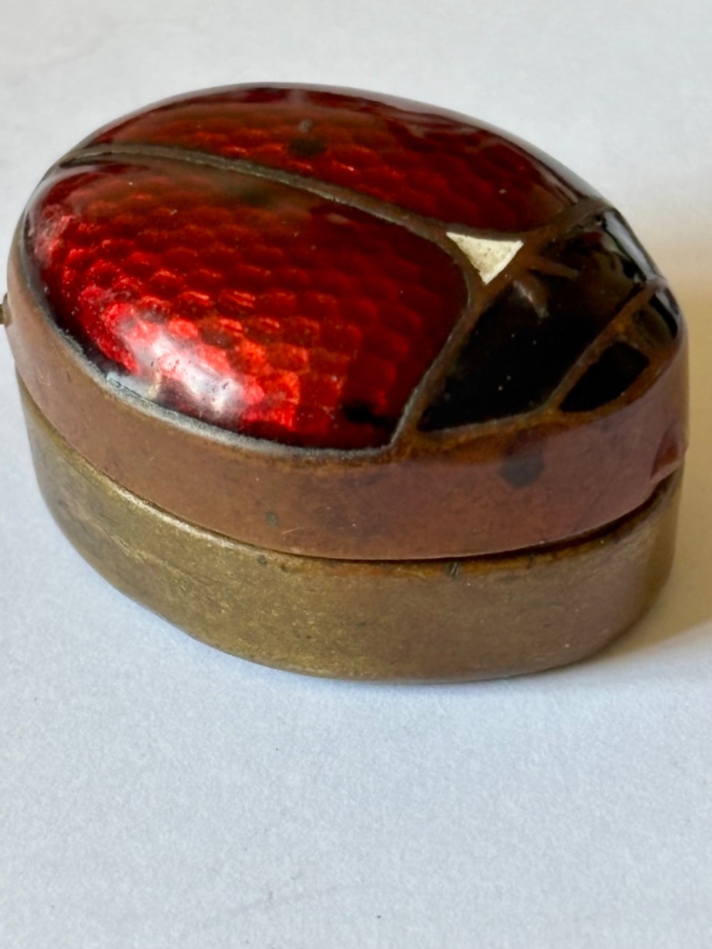 Antique 19th century Copper & Enamel Novelty Snuff Box c1890 Beetle Ladybird View VII