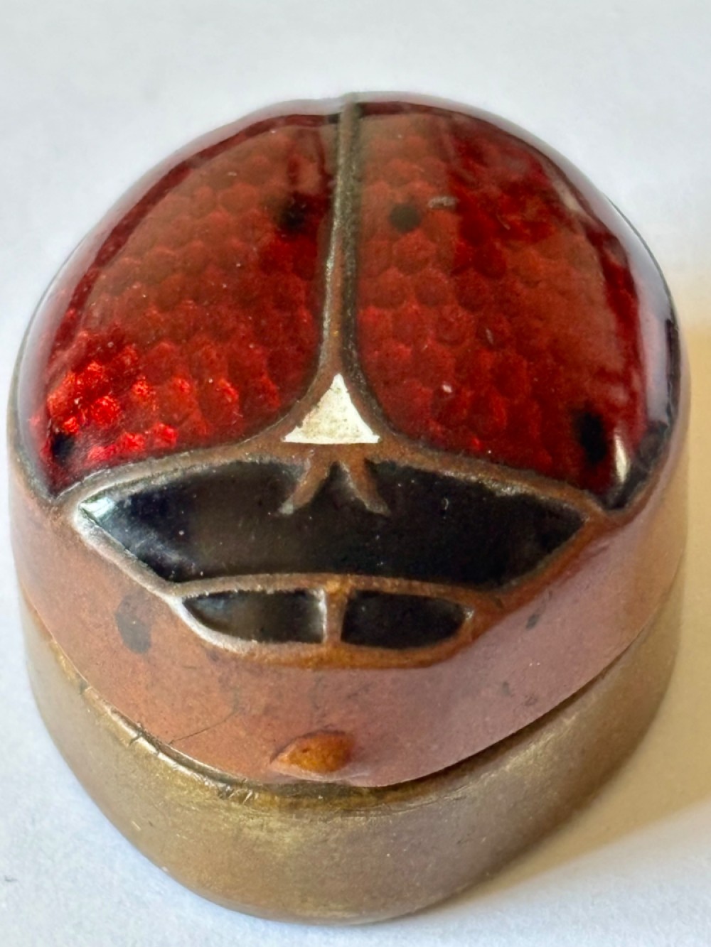 Antique 19th century Copper & Enamel Novelty Snuff Box c1890 Beetle Ladybird View IX
