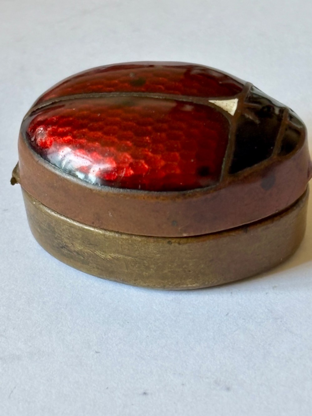 Antique 19th century Copper & Enamel Novelty Snuff Box c1890 Beetle Ladybird View X