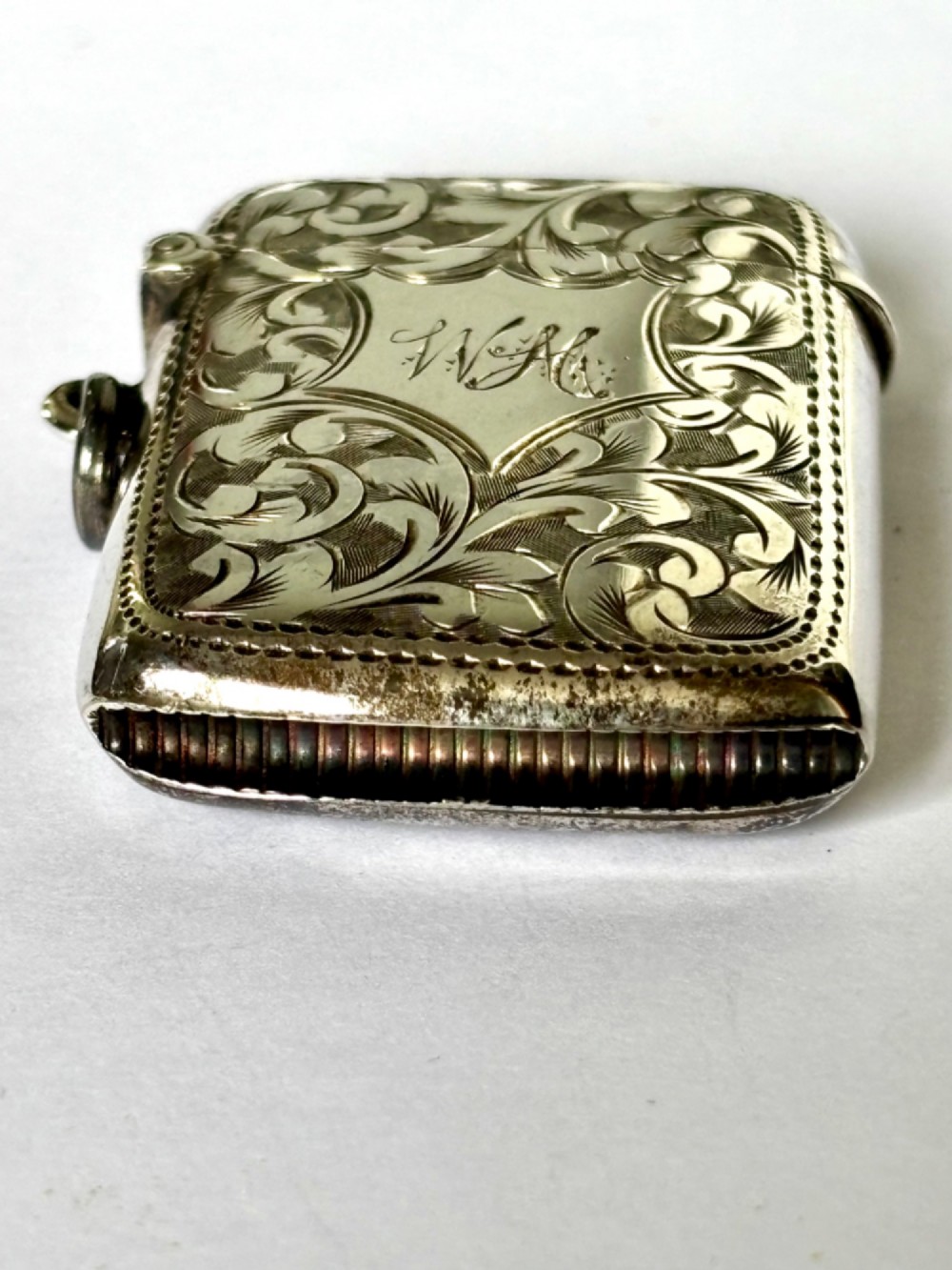 Antique Edwardian Silver Gilt Vesta Case JOHN ROSE Birmingham 1902 View V