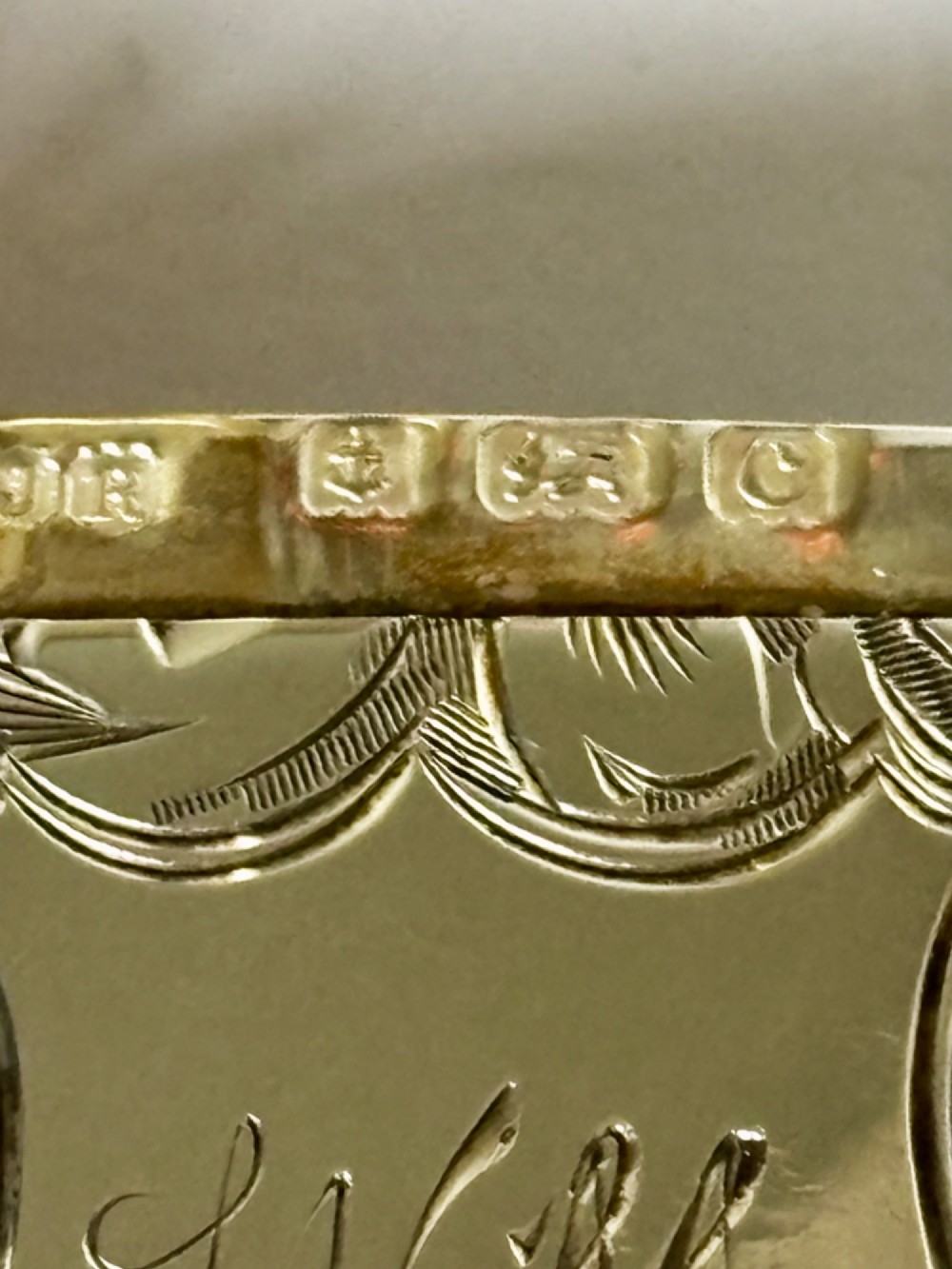 Antique Edwardian Silver Gilt Vesta Case JOHN ROSE Birmingham 1902 View VIII
