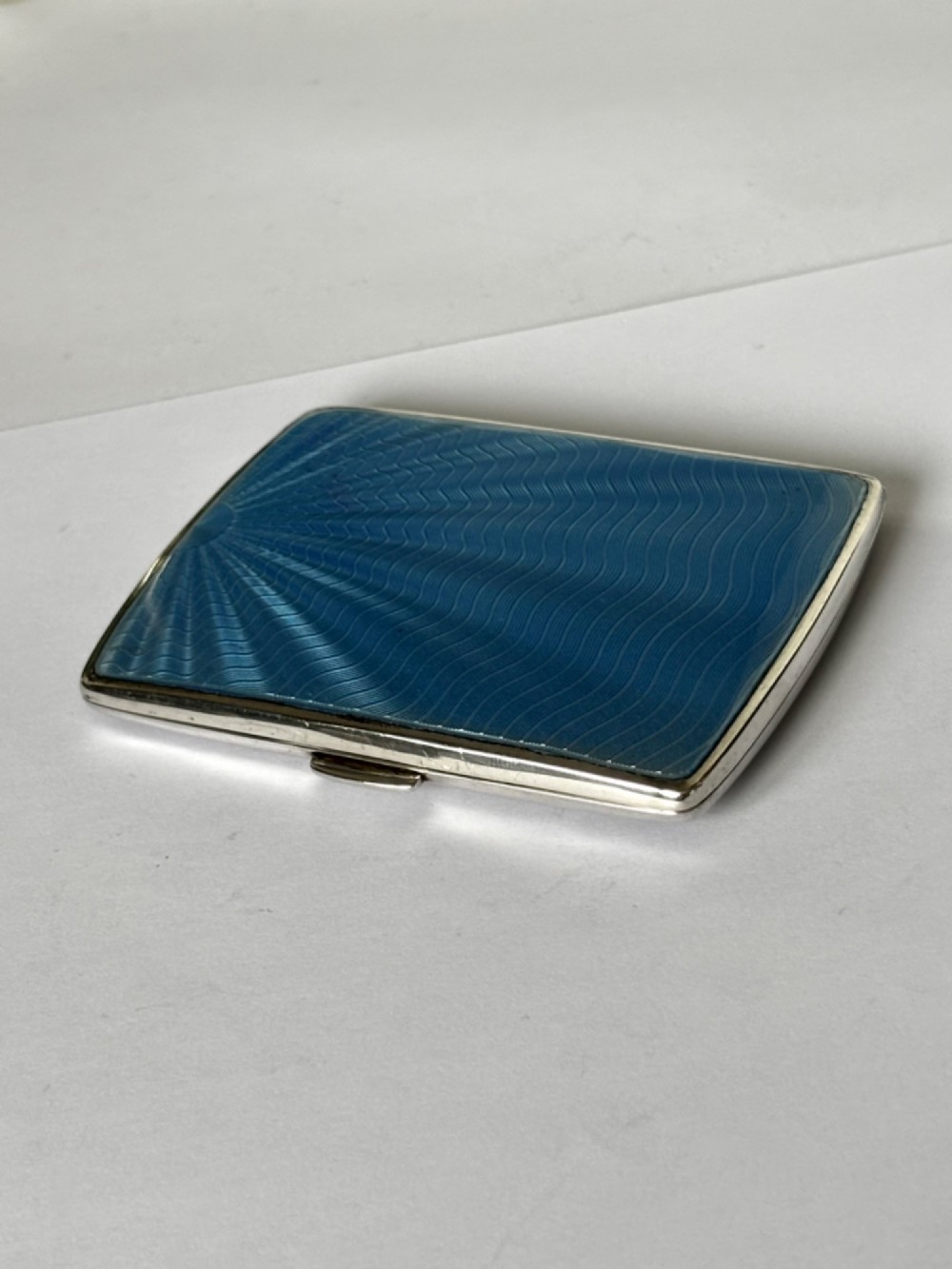 ART DECO Silver & Blue Enamel SUNBURST Cigarette Case DEAKIN & FRANCIS 1937 View IX