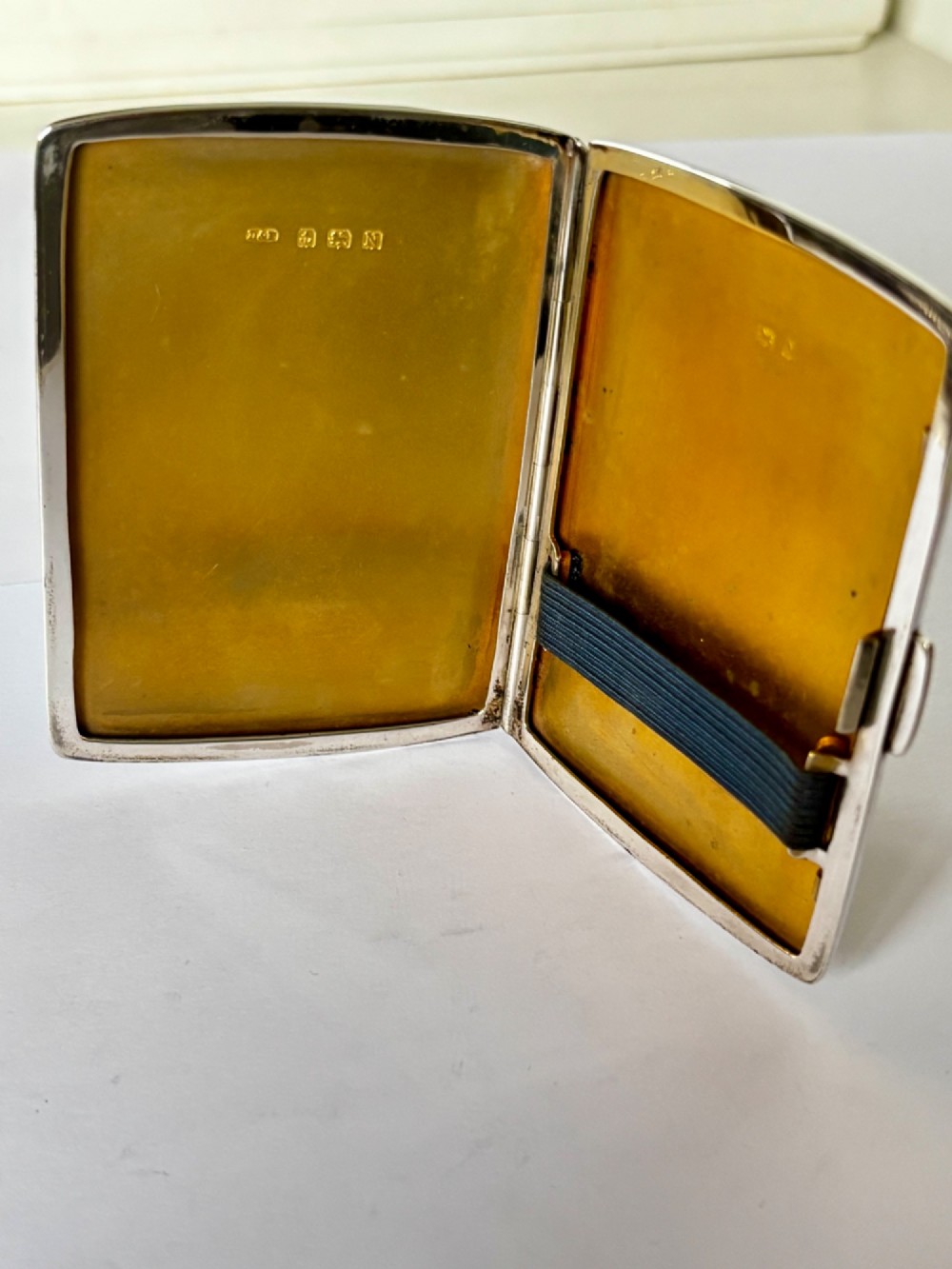 ART DECO Silver & Blue Enamel SUNBURST Cigarette Case DEAKIN & FRANCIS 1937 View XI