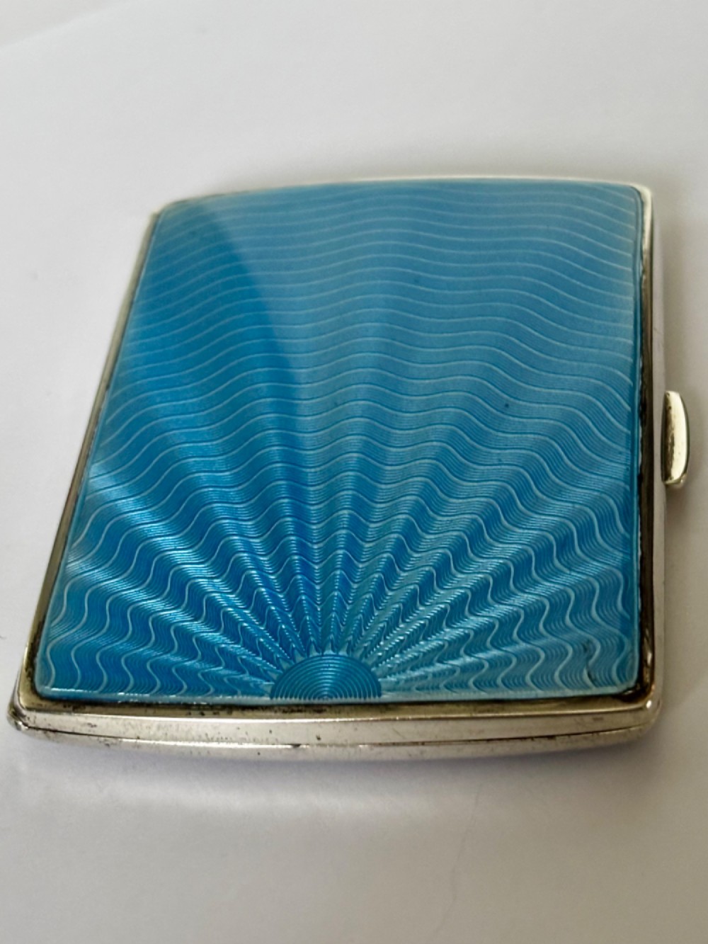 ART DECO Silver & Blue Enamel SUNBURST Cigarette Case DEAKIN & FRANCIS 1937 View XII