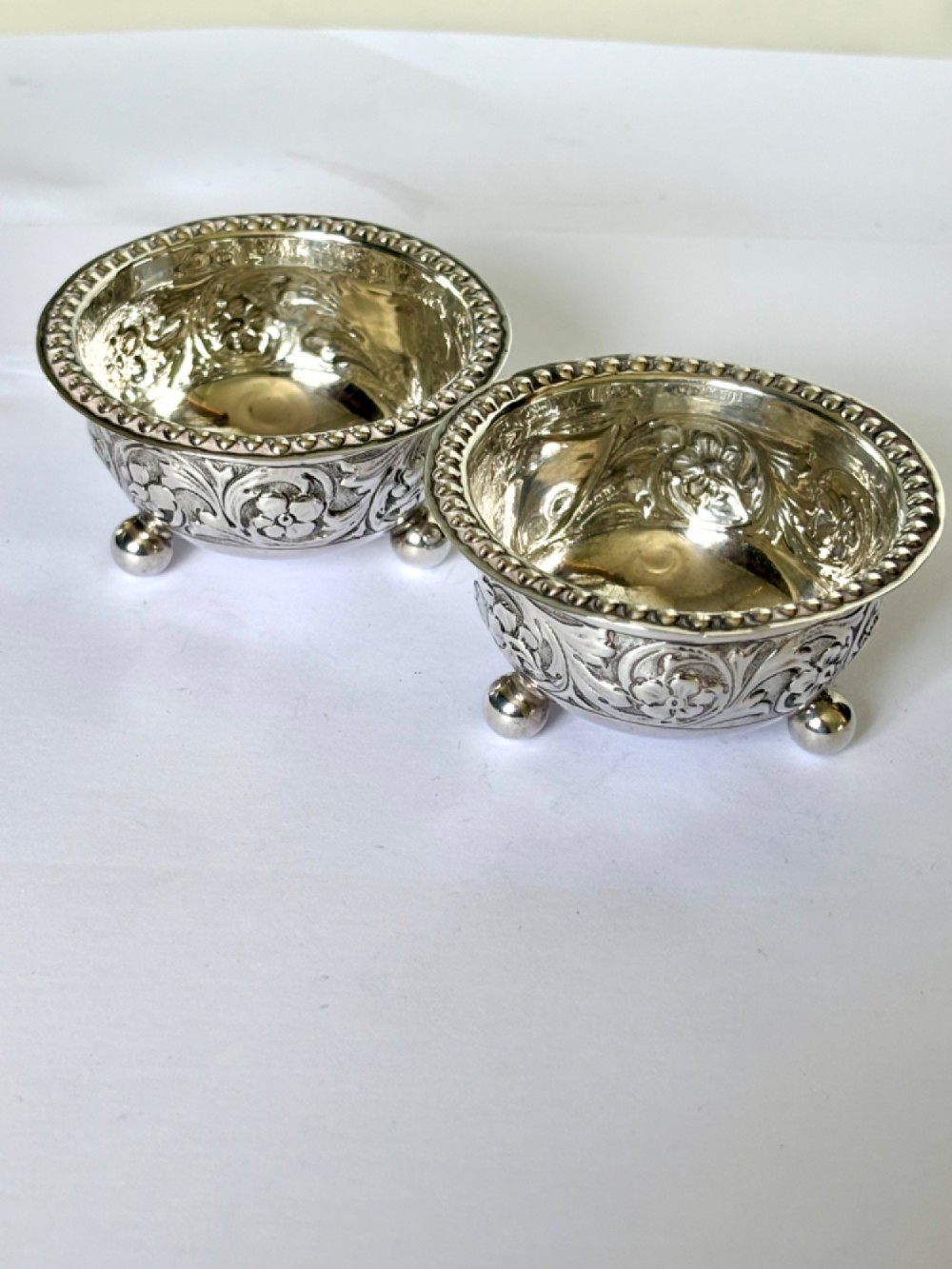A Beautiful Pair of Victorian Silver Salts Sheffield 1891 JOHN ROUND