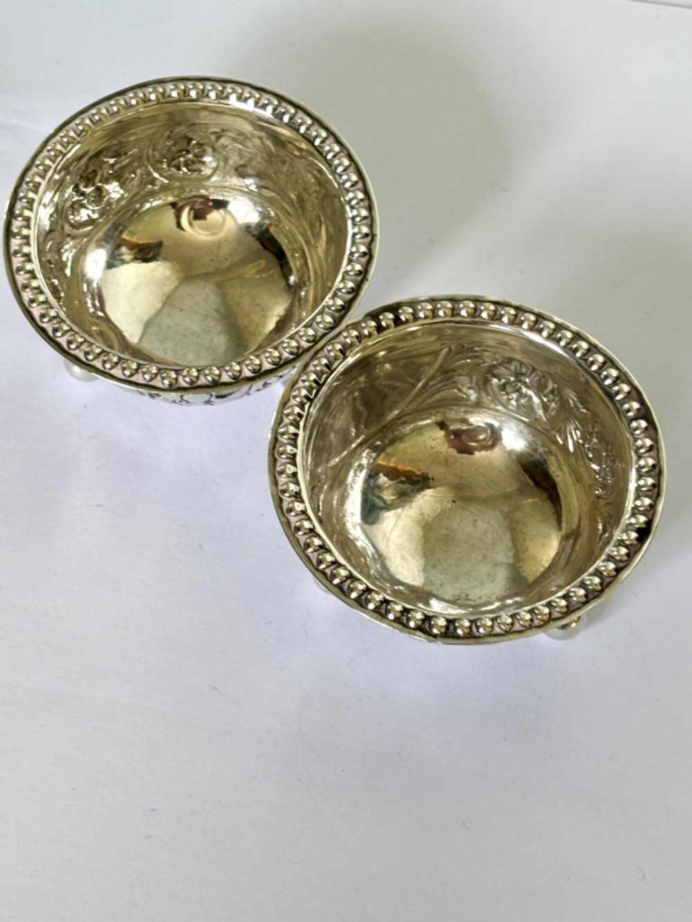 A Beautiful Pair of Victorian Silver Salts Sheffield 1891 JOHN ROUND View III